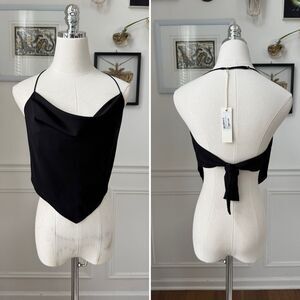 NWT Capulet Jayden Halter Neck Cami Open Back Handkerchief Black S